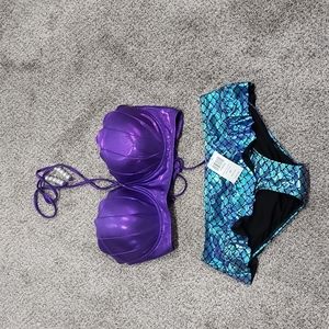 NWT Women's Mermaid Costume or Swimsuit Med Bottom XXL Top Disney for Hot Topic